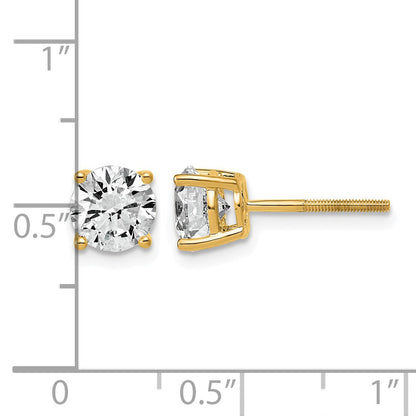 14K Gelbgold 2K im Labor gezüchtete Diamant VS+ F+ Rund Komplett Vier-Krappen Leichte Schraubverschluss-Ohrstecker