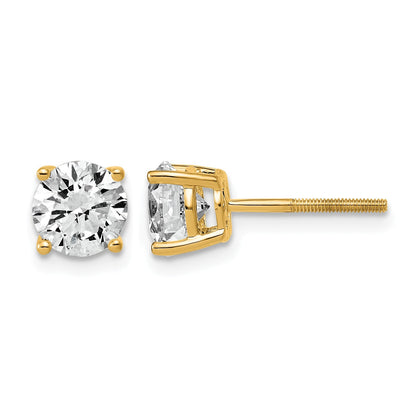 14K Gelbgold Ohrstecker mit rundem, laborgezüchtetem 2K-Diamanten, VS/SI+ G+, komplett gefasst, Vierklauenfassung, leichtgewichtig, mit Schraubverschluss