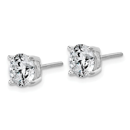 14K Weißgold Ohrstecker mit 4 ct. im Labor gezüchteten Diamanten, rund, VS/SI+ G+, komplett gefasst, Vierkrappenfassung, leicht, mit Schraubverschluss
