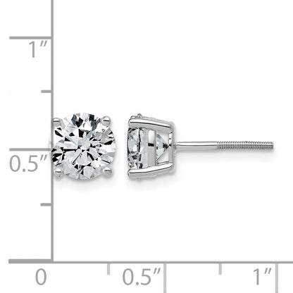 14K Weißgold Ohrstecker mit 3K im Labor gezüchteten Diamanten, rund, VS/SI+ G+, Vierkrappenfassung, leichtgewichtig, mit Schraubverschluss