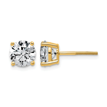 14K Gelbgold Ohrstecker mit 4 ct. Laborgezüchteten Diamanten, VS/SI+ G+, rund, komplette Vierzacken-Fassung, leichtgewichtig, mit Schraubverschluss