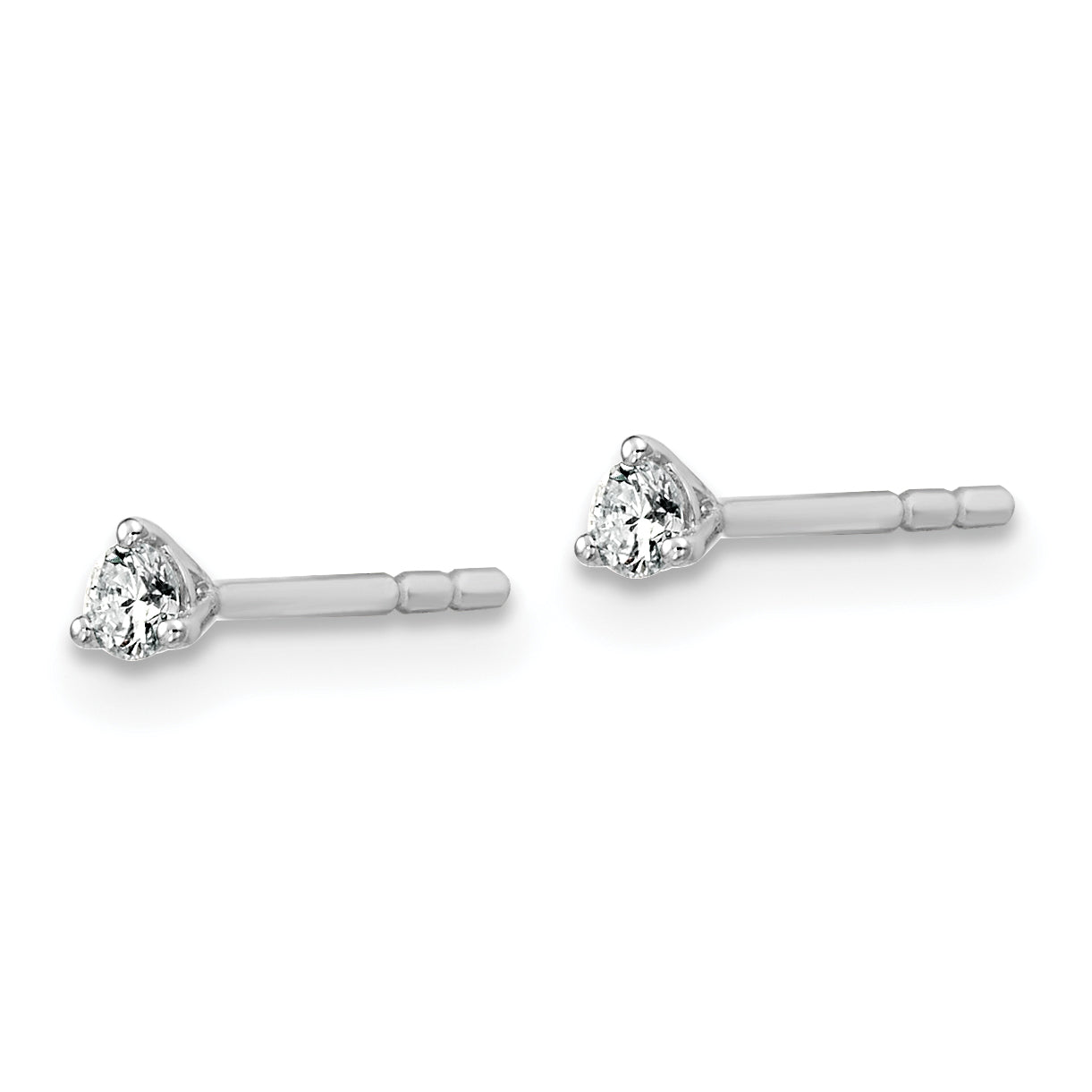 14K Weißgold Ohrstecker mit 0,1 ct. laborgezüchteten Diamanten, VS/SI+ G+, Rund-Schliff, 3-Krappen-Fassung, schweres Gewicht