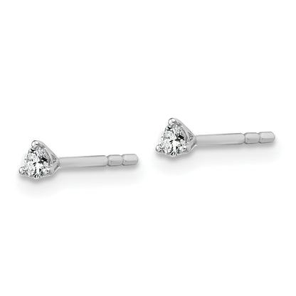14K Weißgold Ohrstecker mit 0,1 ct. laborgezüchteten Diamanten, VS/SI+ G+, Rund-Schliff, 3-Krappen-Fassung, schweres Gewicht