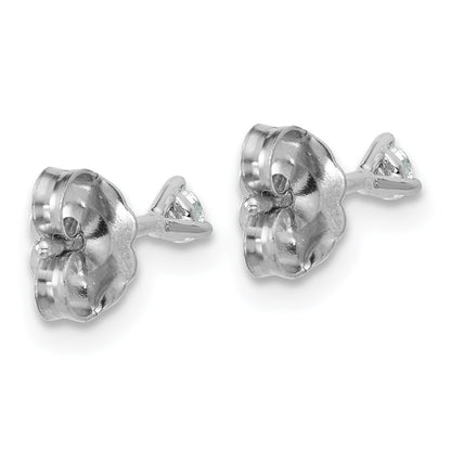 14K Weißgold Ohrstecker mit 0,1 ct. laborgezüchteten Diamanten, VS/SI+ G+, Rund-Schliff, 3-Krappen-Fassung, schweres Gewicht