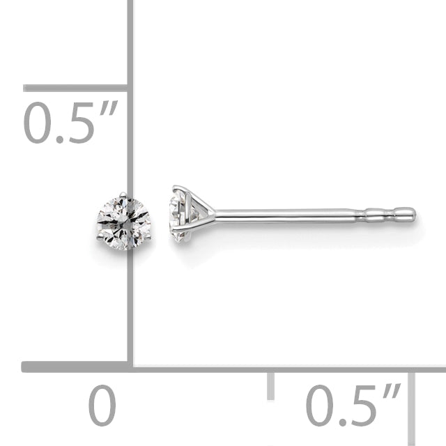 14K Weißgold Ohrstecker mit 0,1 ct. laborgezüchteten Diamanten, VS/SI+ G+, Rund-Schliff, 3-Krappen-Fassung, schweres Gewicht