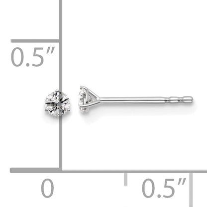 14K Weißgold Ohrstecker mit 0,1 ct. laborgezüchteten Diamanten, VS/SI+ G+, Rund-Schliff, 3-Krappen-Fassung, schweres Gewicht