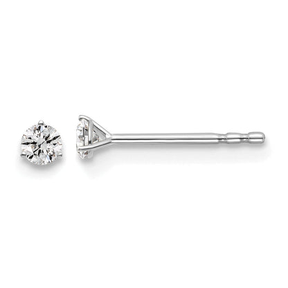 14K Weißgold Ohrstecker mit 0,1 ct. laborgezüchteten Diamanten, VS/SI+ G+, Rund-Schliff, 3-Krappen-Fassung, schweres Gewicht