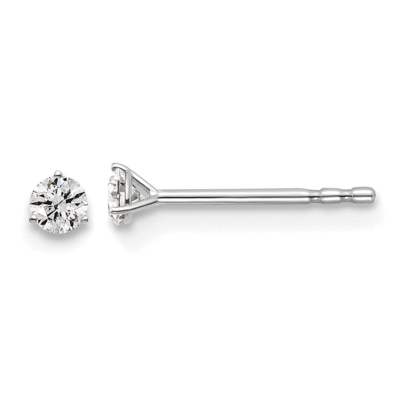 14K Weißgold Ohrstecker mit 0,1 ct. laborgezüchteten Diamanten, VS/SI+ G+, Rund-Schliff, 3-Krappen-Fassung, schweres Gewicht
