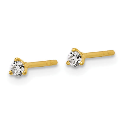 14K Gelbgold Diamant-Ohrstecker, im Labor gezüchtet, 0,1 ct., rund, 3-Krappen-Fassung, VS/SI+, G+, schweres Gewicht