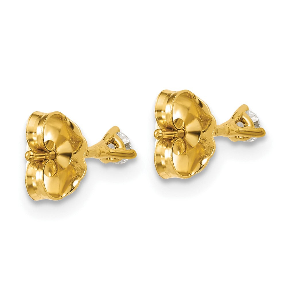 14K Gelbgold Diamant-Ohrstecker, im Labor gezüchtet, 0,1 ct., rund, 3-Krappen-Fassung, VS/SI+, G+, schweres Gewicht