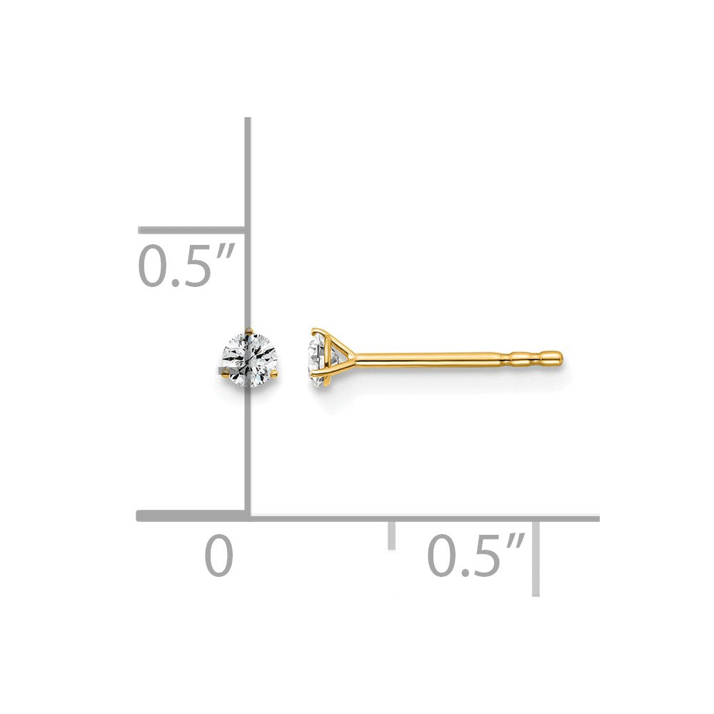 14K Gelbgold Diamant-Ohrstecker, im Labor gezüchtet, 0,1 ct., rund, 3-Krappen-Fassung, VS/SI+, G+, schweres Gewicht