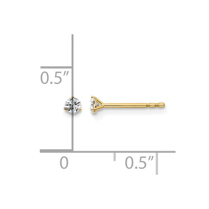 14K Gelbgold Diamant-Ohrstecker, im Labor gezüchtet, 0,1 ct., rund, 3-Krappen-Fassung, VS/SI+, G+, schweres Gewicht