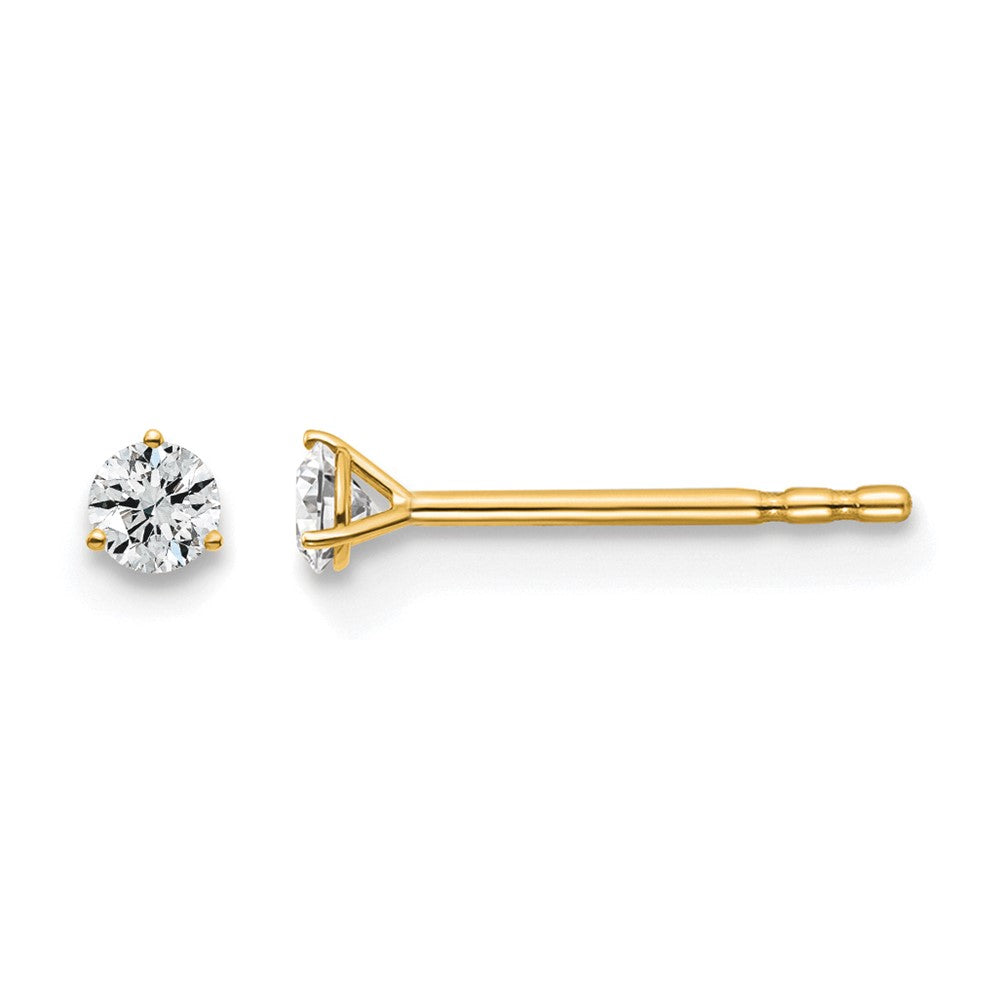 14K Gelbgold Diamant-Ohrstecker, im Labor gezüchtet, 0,1 ct., rund, 3-Krappen-Fassung, VS/SI+, G+, schweres Gewicht