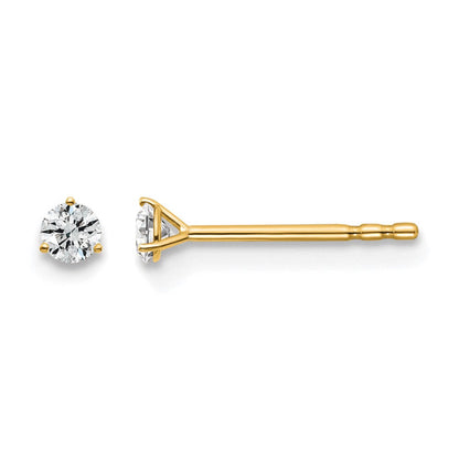 14K Gelbgold Diamant-Ohrstecker, im Labor gezüchtet, 0,1 ct., rund, 3-Krappen-Fassung, VS/SI+, G+, schweres Gewicht