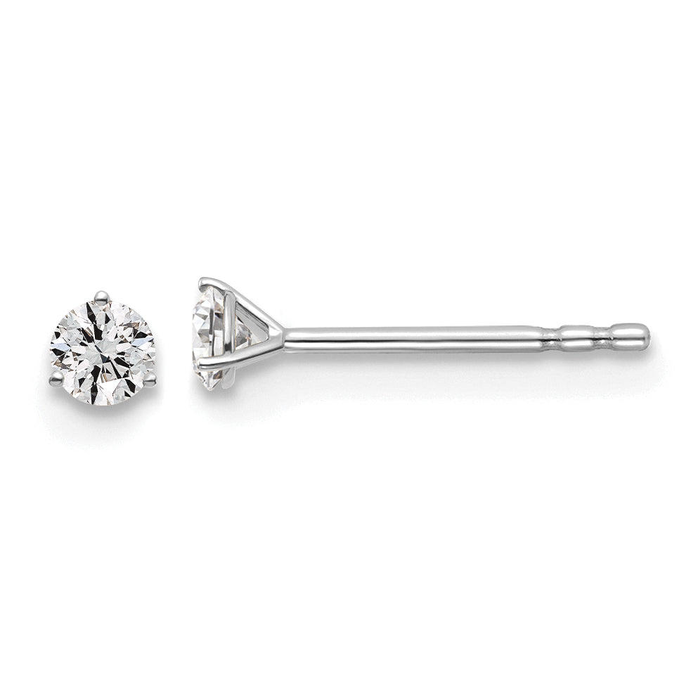14K Weißgold Ohrstecker mit rundem laborgezüchtetem Diamant, 0,17 ct., VS/SI+ G+, 3-Krappen-Fassung, schwere Ausführung
