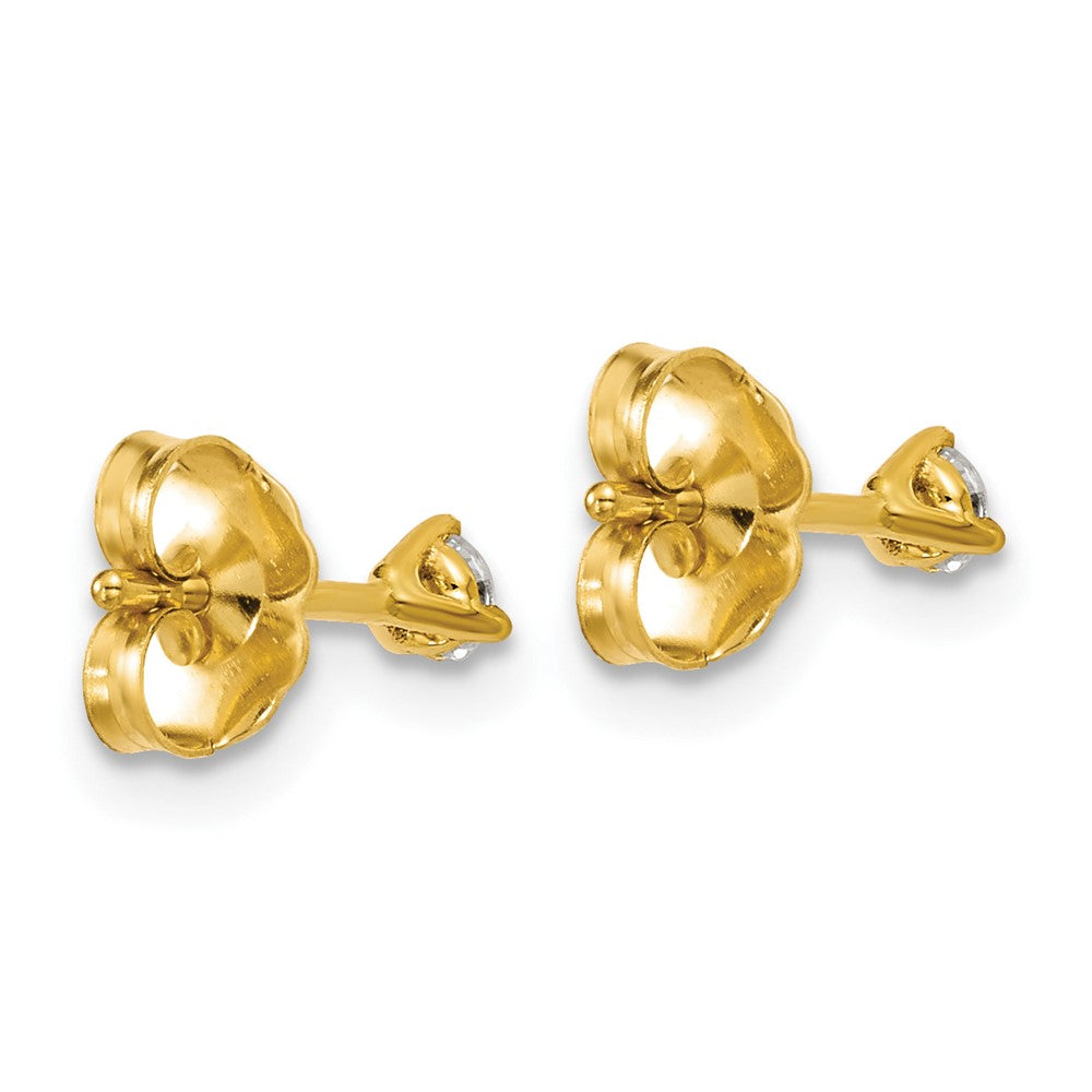 14K Gelbgold Ohrstecker mit 0,17 ct. im Labor gezüchteten Diamanten, VS/SI+ G+, rund, 3-Krappen-Fassung, schweres Gewicht