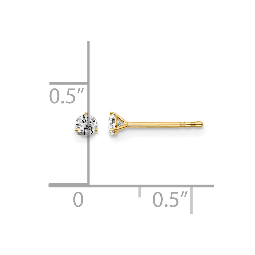14K Gelbgold Ohrstecker mit 0,17 ct. im Labor gezüchteten Diamanten, VS/SI+ G+, rund, 3-Krappen-Fassung, schweres Gewicht