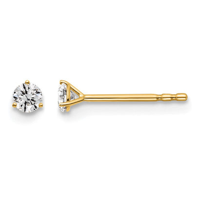 14K Gelbgold Ohrstecker mit 0,17 ct. im Labor gezüchteten Diamanten, VS/SI+ G+, rund, 3-Krappen-Fassung, schweres Gewicht