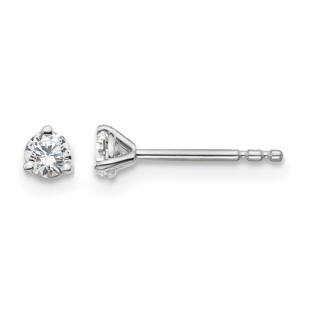 14K Weißgold 0,2 ct. Zertifizierte, im Labor gezüchtete Diamant-Ohrstecker, rund, Drei-Krappen-Fassung, VS/SI+ G+