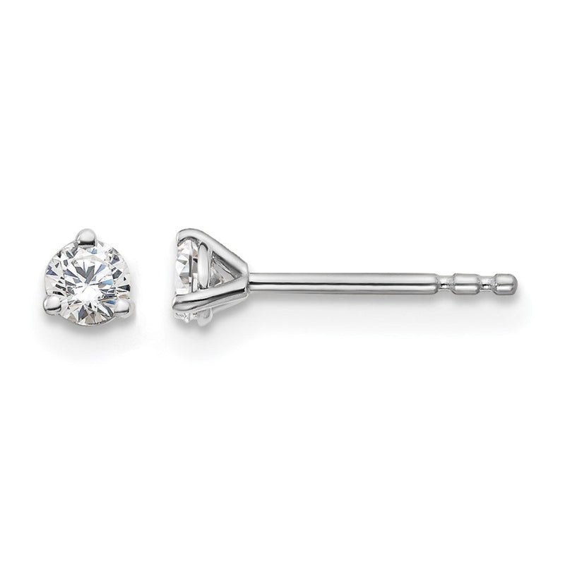 14K Weißgold 0,2 ct. Zertifizierte, im Labor gezüchtete Diamant-Ohrstecker, rund, Drei-Krappen-Fassung, VS/SI+ G+