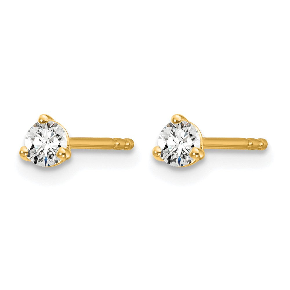 14K Gelbgold Ohrstecker mit 0,2 ct. laborgezüchteten Diamanten VS/SI+ G+, rund, 3-Krappen-Fassung, hohem Eigengewicht