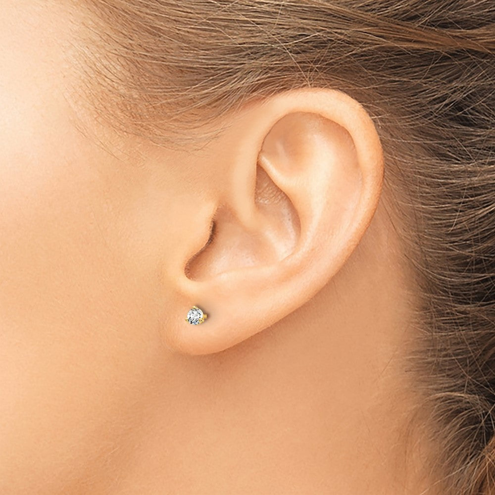 14K Gelbgold 0,2 ct. zertifizierte Labor-Diamant VS/SI+ G+ Rund 3-Krappen Schwergewicht Ohrstecker
