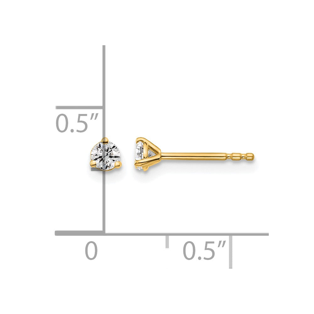 14K Gelbgold 0,2 ct. zertifizierte Labor-Diamant VS/SI+ G+ Rund 3-Krappen Schwergewicht Ohrstecker