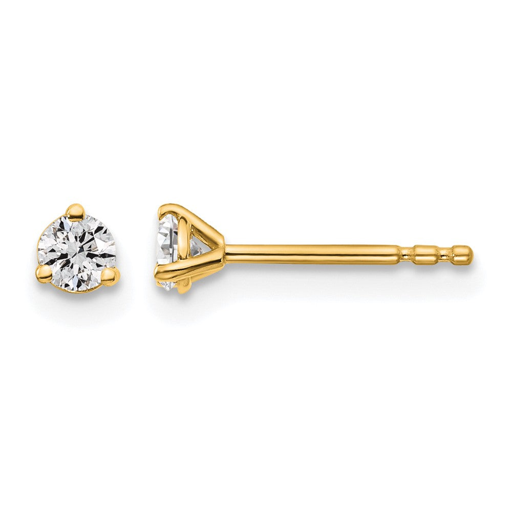 14K Gelbgold 0,2 ct. zertifizierte Labor-Diamant VS/SI+ G+ Rund 3-Krappen Schwergewicht Ohrstecker