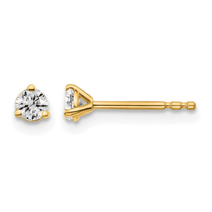 14K Gelbgold 0,2 ct. zertifizierte Labor-Diamant VS/SI+ G+ Rund 3-Krappen Schwergewicht Ohrstecker
