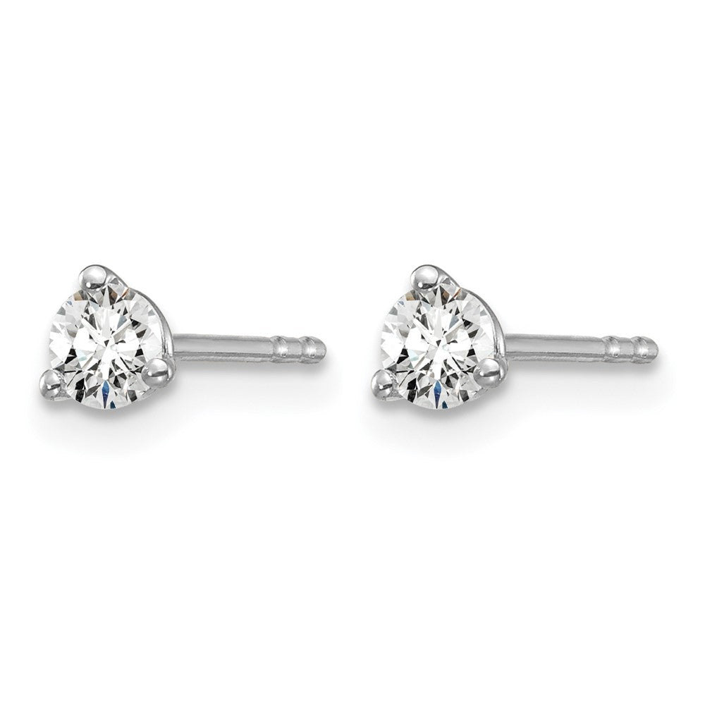 14K Weißgold Ohrstecker mit 0,25 ct. zertifizierten, im Labor gezüchteten Diamanten, VS/SI+ G+, rund, 3-Krappen-Fassung, Schwergewicht