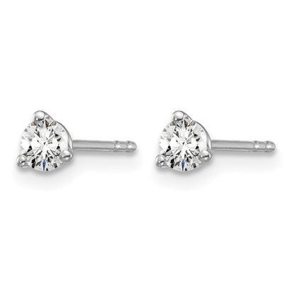14K Weißgold Ohrstecker mit 0,25 ct. zertifizierten, im Labor gezüchteten Diamanten, VS/SI+ G+, rund, 3-Krappen-Fassung, Schwergewicht