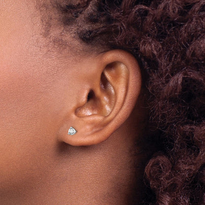 14K Weißgold Ohrstecker mit 0,25 ct. Laborgezüchteten Diamanten, rund, 3-Krappen-Fassung, Schwergewicht, VS/SI+ G+