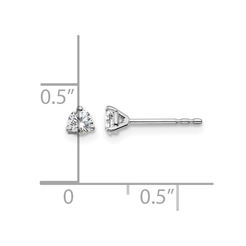 14K Weißgold Ohrstecker mit 0,25 ct. Laborgezüchteten Diamanten, rund, 3-Krappen-Fassung, Schwergewicht, VS/SI+ G+