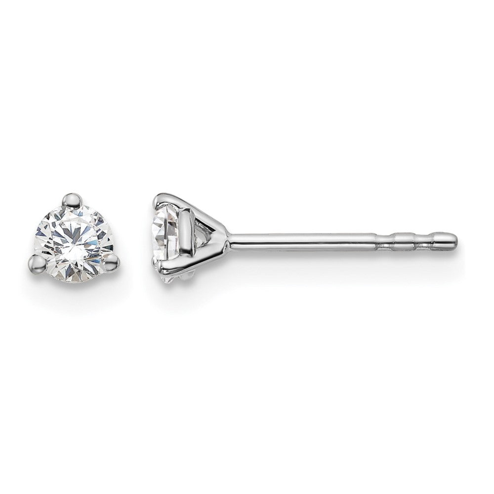 14K Weißgold Ohrstecker mit 0,25 ct. Laborgezüchteten Diamanten, rund, 3-Krappen-Fassung, Schwergewicht, VS/SI+ G+