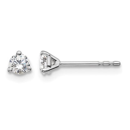 14K Weißgold Ohrstecker mit 0,25 ct. Laborgezüchteten Diamanten, rund, 3-Krappen-Fassung, Schwergewicht, VS/SI+ G+