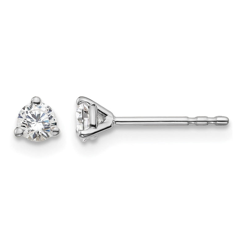 14K Weißgold Ohrstecker mit 0,25 ct. zertifizierten, im Labor gezüchteten Diamanten, VS/SI+ G+, rund, 3-Krappen-Fassung, Schwergewicht