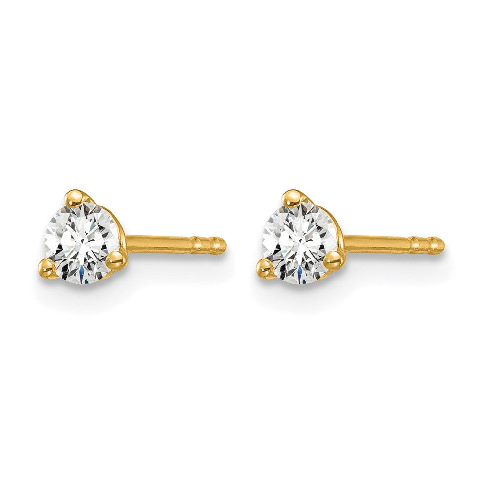 14K Gelbgold 0,25 ct. Laborgezüchtete Diamant VS/SI+ G+ Rund 3-Krappen Schweres Gewicht Ohrstecker
