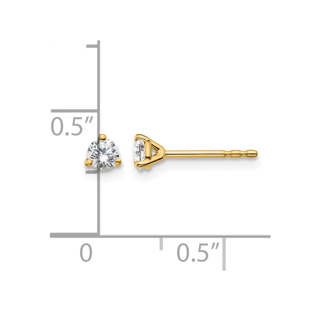 14K Gelbgold 0,25 ct. Laborgezüchtete Diamant VS/SI+ G+ Rund 3-Krappen Schweres Gewicht Ohrstecker