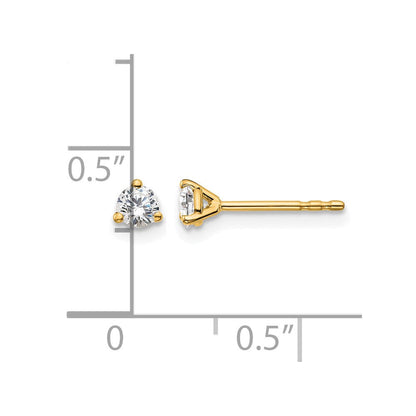 14K Gelbgold Ohrstecker mit 0,25 ct. zertifizierten, im Labor gezüchteten Diamanten, rund, VS/SI+, G+, 3-Krappen-Fassung, schweres Gewicht