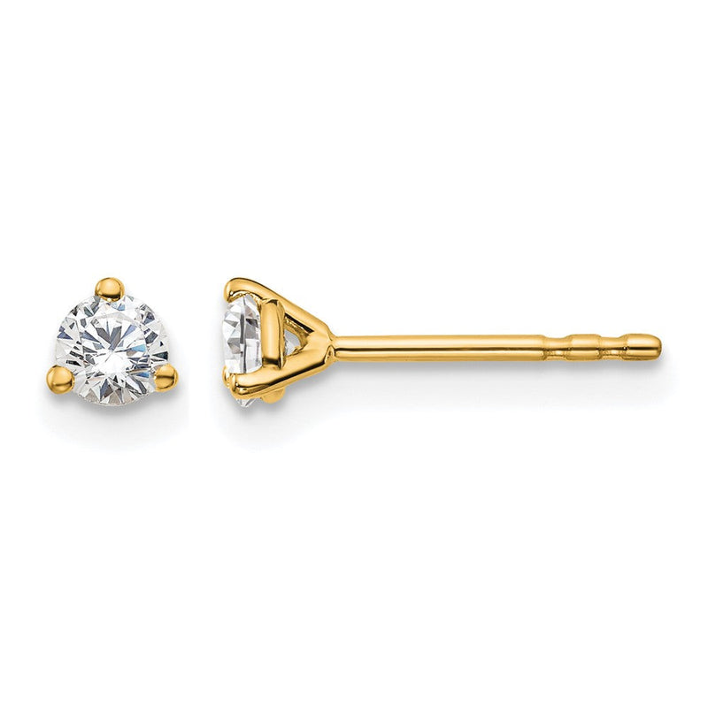 14K Gelbgold Ohrstecker mit 0,25 ct. zertifizierten, im Labor gezüchteten Diamanten, rund, VS/SI+, G+, 3-Krappen-Fassung, schweres Gewicht