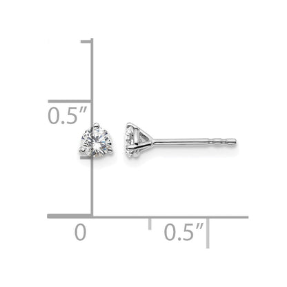 14K Weißgold Ohrstecker mit 0,33 ct. Laborgezüchteten Diamanten, rund, Drei-Prong-Fassung, VS/SI+ G+