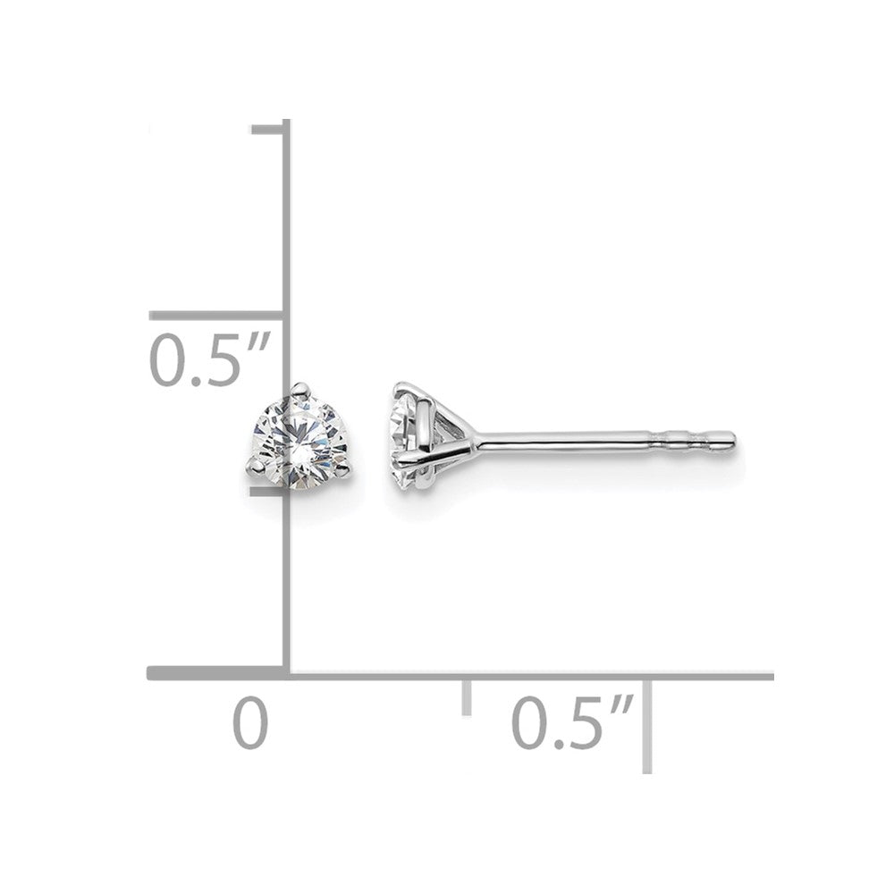 14K Weißgold 0,33 ct. Zertifizierte Laborgezüchtete Diamant-Ohrstecker VS/SI+ G+ Rund 3-Krappen-Fassung Schwere Ausführung