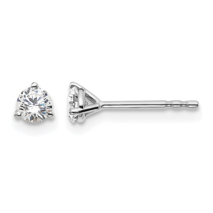 14K Weißgold 0,33 ct. Zertifizierte Laborgezüchtete Diamant-Ohrstecker VS/SI+ G+ Rund 3-Krappen-Fassung Schwere Ausführung