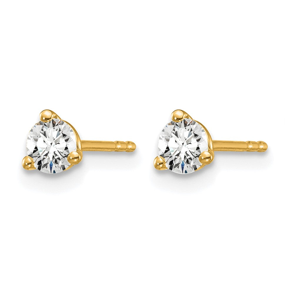 14K Gelbgold Ohrstecker mit 0,33 ct. zertifiziertem, im Labor gezüchtetem Diamant VS/SI+ G+, rund, Drei-Krappen-Fassung