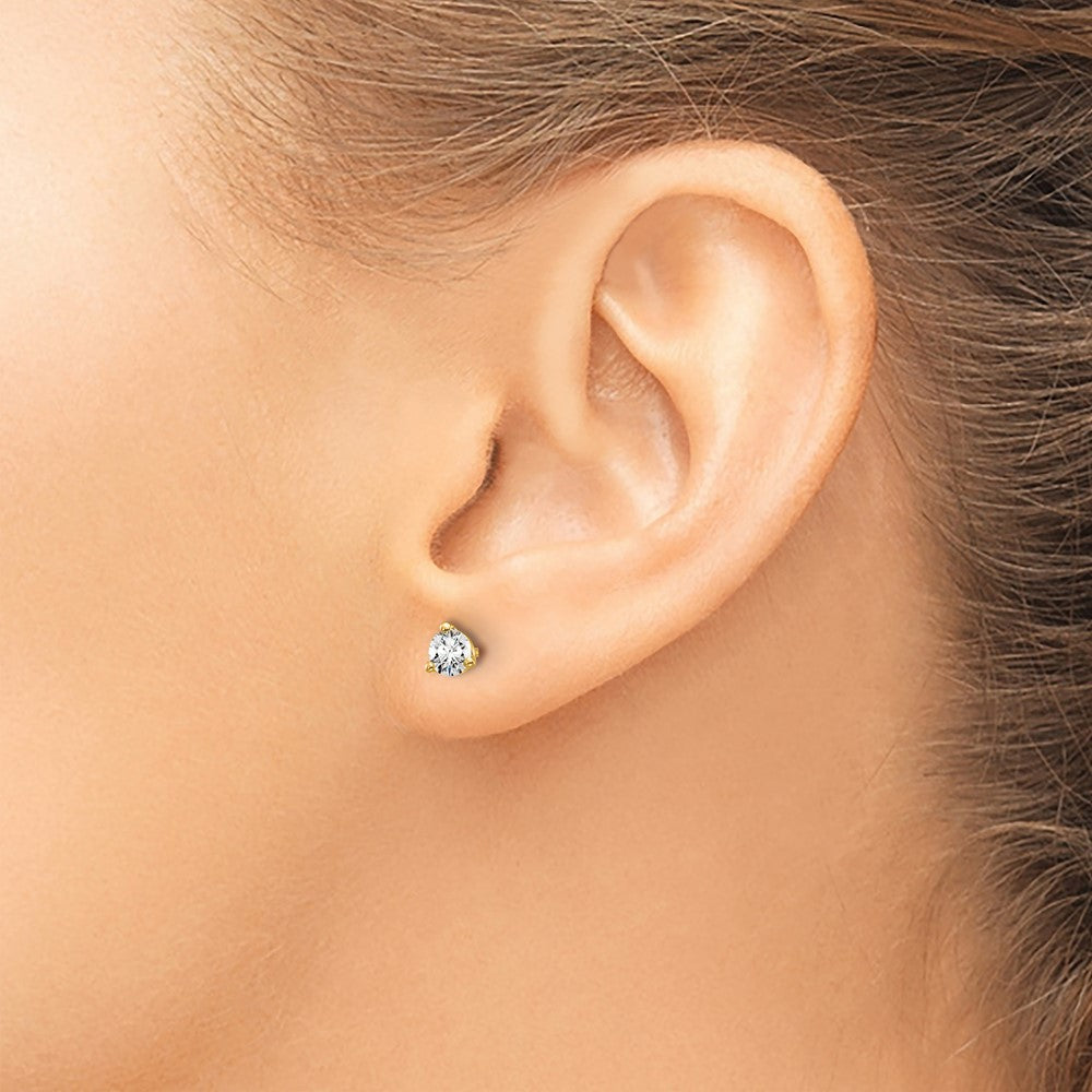 14K Gelbgold Ohrstecker mit 0,33 ct. labor gezüchtetem Diamant, rund, Drei-Krappen-Fassung, VS/SI+ G+
