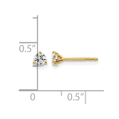 14K Gelbgold Ohrstecker mit 0,33 ct. zertifiziertem, im Labor gezüchtetem Diamant VS/SI+ G+, rund, Drei-Krappen-Fassung