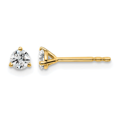 14K Gelbgold Ohrstecker mit 0,33 ct. labor gezüchtetem Diamant, rund, Drei-Krappen-Fassung, VS/SI+ G+