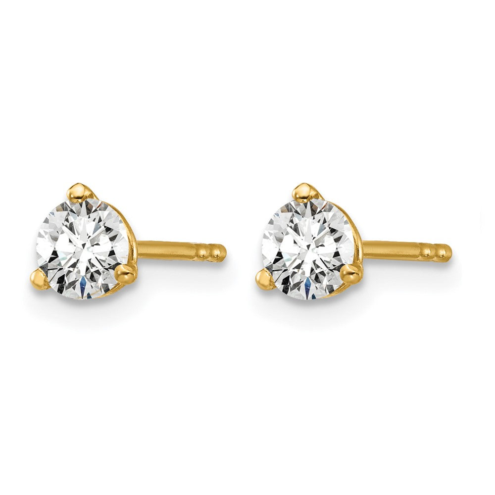14K Gelbgold Ohrstecker mit 0,5 ct. Labordiamanten, rund, VS/SI+ G+, 3-Krappen-Fassung, schwere Ausführung