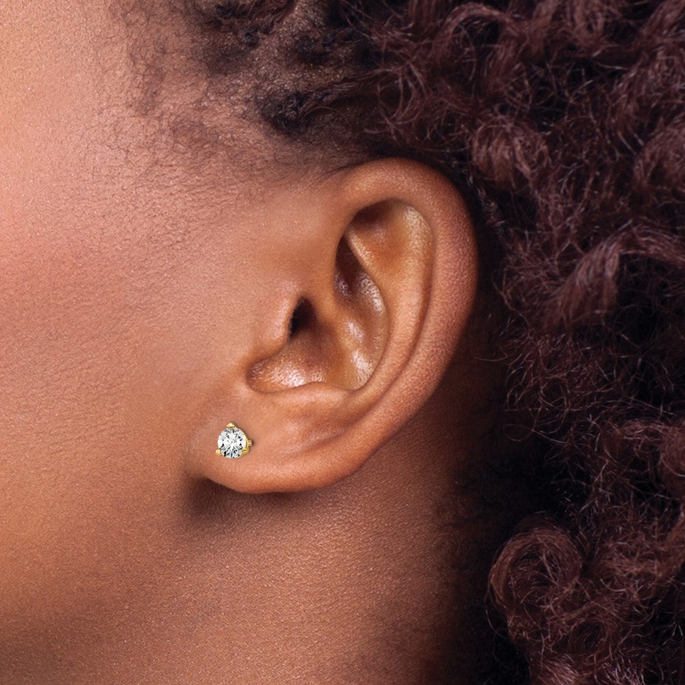 14K Gelbgold Ohrstecker mit 0,5 ct. Labordiamanten, rund, VS/SI+ G+, 3-Krappen-Fassung, schwere Ausführung