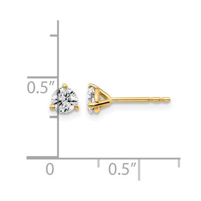 14K Gelbgold Ohrstecker mit 0,5 ct. Labordiamanten, rund, VS/SI+ G+, 3-Krappen-Fassung, schwere Ausführung